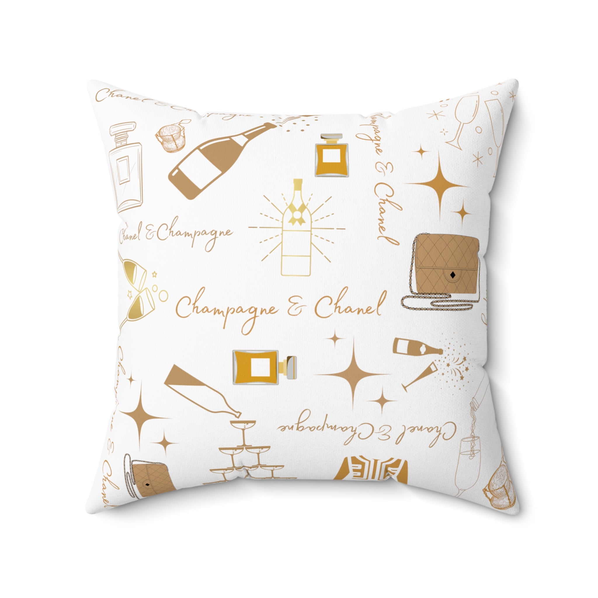 Champagne & Chanel Spun Polyester Square Pillow