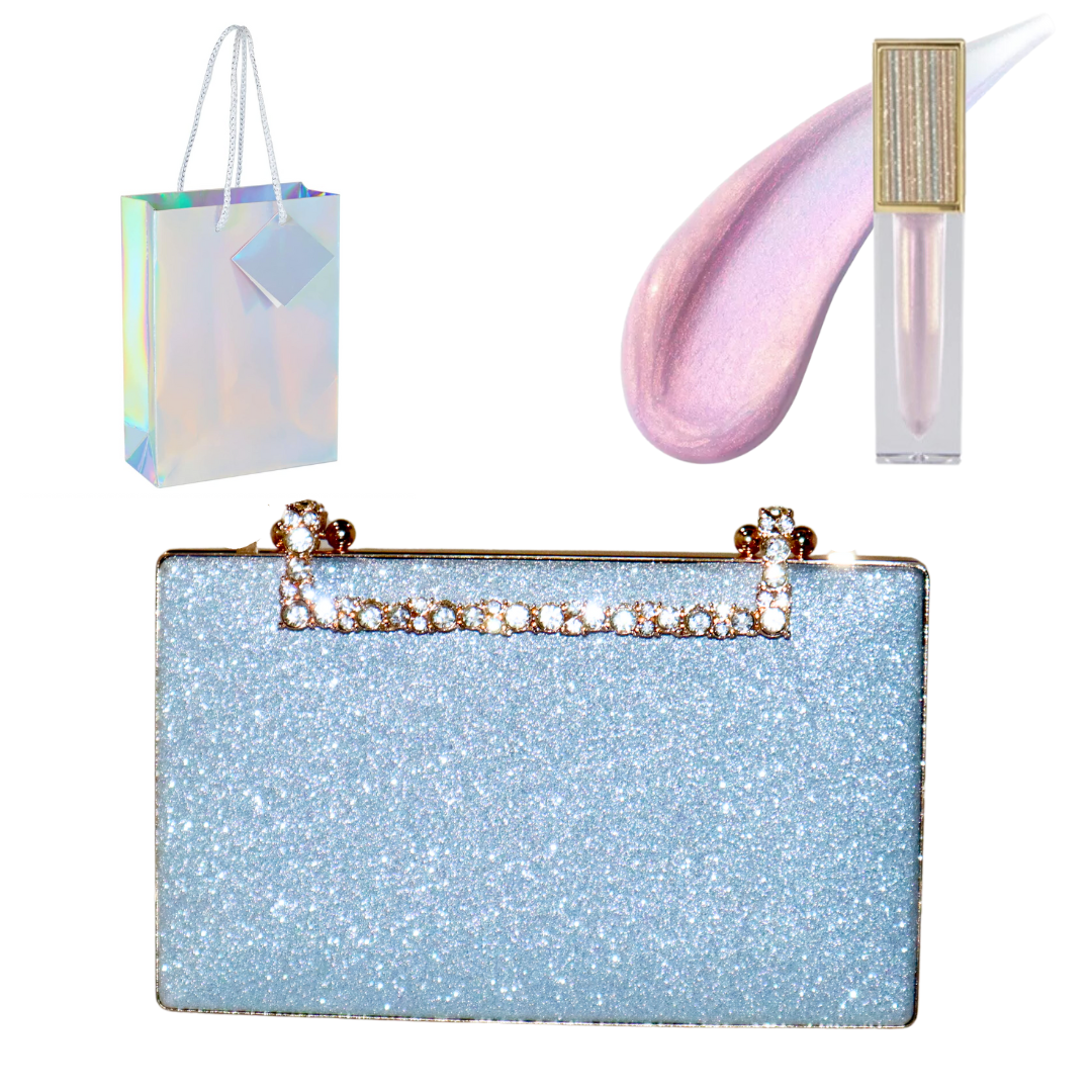 Sparkly Clutch & Lip Gloss Gift Set