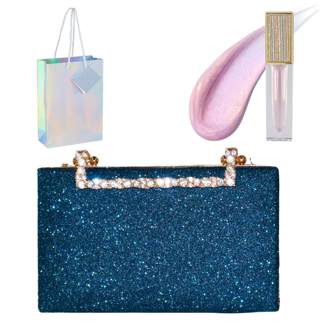 Sparkly Clutch & Lip Gloss Gift Set