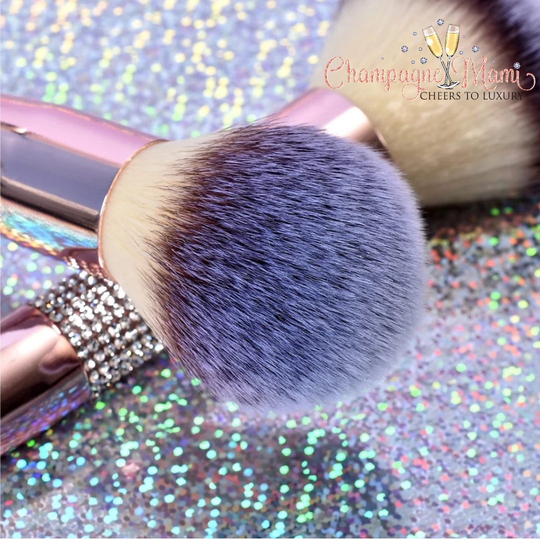 Champagne Mami™ Engraved Rhinestone Makeup Brush Set (10 pcs)