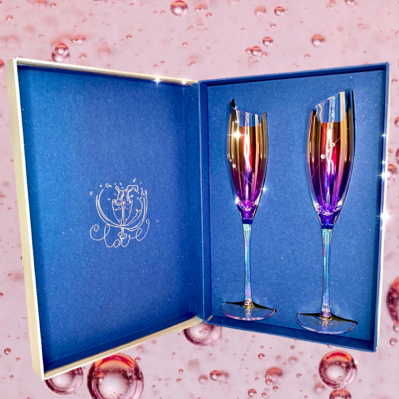 Champagne Mami™ Limited Edition Iridescent Diamond Accent Champagne Toasting Set