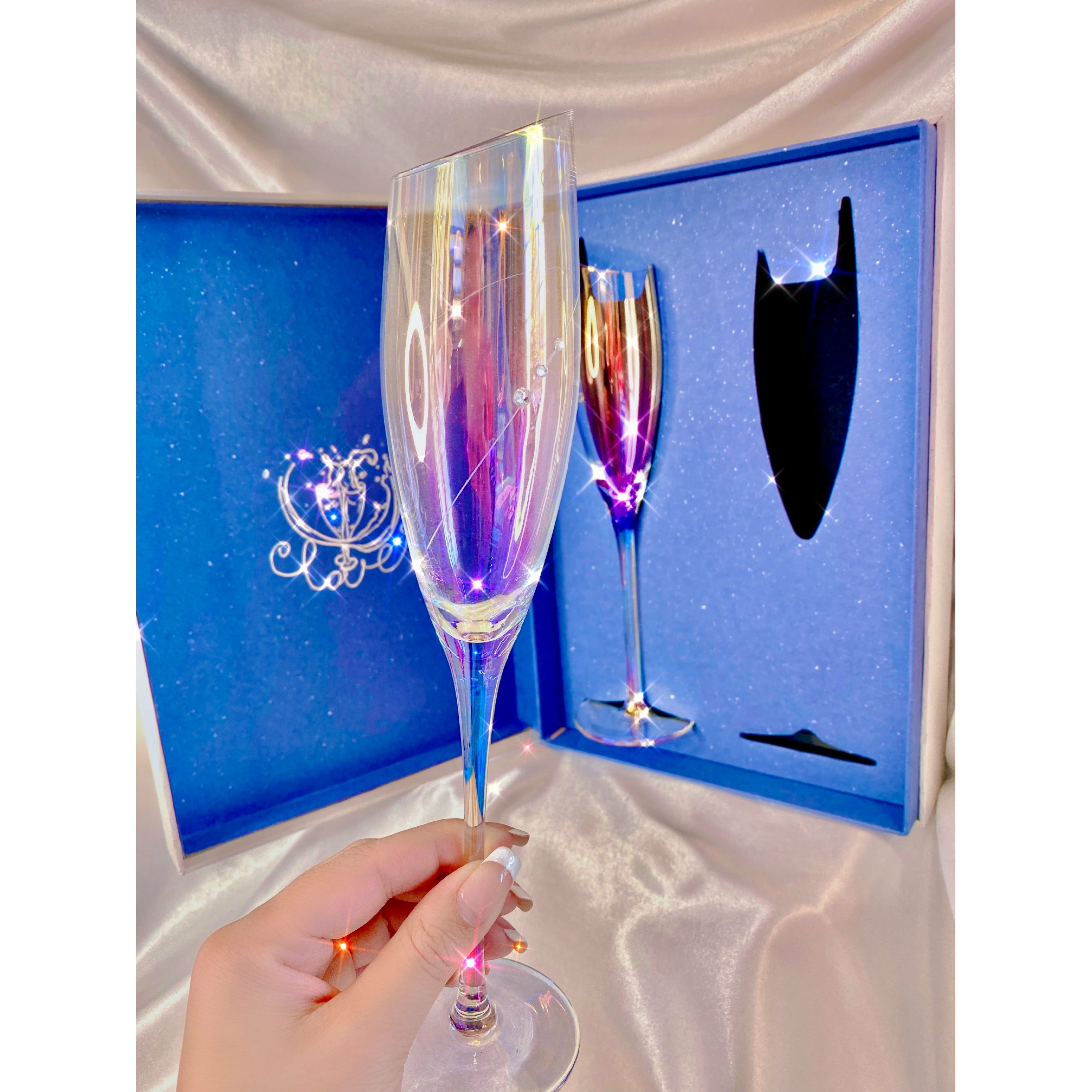 Champagne Mami™ Limited Edition Iridescent Diamond Accent Champagne Toasting Set